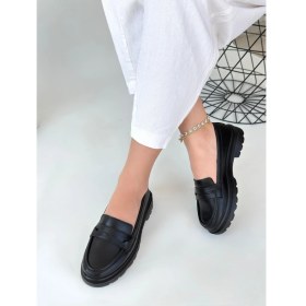 Resim Narli Siyah Cilt Oxford Ayakkabı 