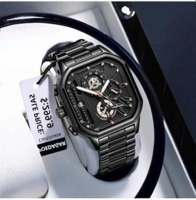 Resim Besthome1 Yingfu Erkek Poedagar Moda Kol Saati, Black Steel A, Gümüş - Altın, Kronograf Tarih, Su Geçirmez, Adam Kol S Altın - Gümüş 