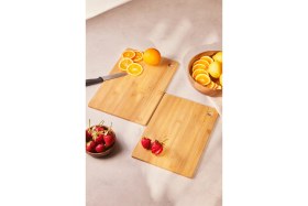 Resim Feyza Design Çift Bambu Kesme Tahtası Seti, Dayanıklı ve Şık Mutfak Aksesuarları 