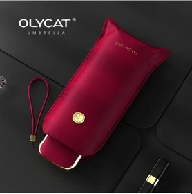 Resim Fochsia Kırmızı Olycat Beş Katlı Cep Şemsiyesi Güneş Uv Koruma Siyah Jel Kadın 