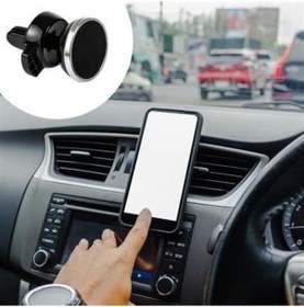 Resim Araç İçi Telefon Tutucu Mıknatıslı Döndürülebilir Izgaraya Takılan Yuvarlak Model 