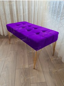 Resim Modern Dilim Puf Ayakucu Puf Gold Metal Ayak 90 45 Lila 