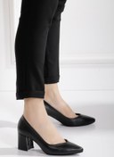 Resim FORS SHOES Siyah Cilt Kadın Topuklu Ayakkabı 6 Cm 