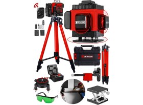 Resim Graizer Alman 128 Vf Tripodlu 12 Köşe Otomatik Hizalama Lazer Metre 360 Derece Yatay Dikey Çapraz Kumandalı Çantalı 