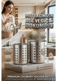 Resim Inox Paslanmaz Çelik 2 Li Kaşıklık Seti - 1mm Ultra Dayanıklı Tezgah Üstü Organizer 723142 7009 