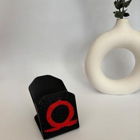 Resim Antik Savaşçı Temalı Omega Sembollü Oyun Kolu Standı ve Telefon Tutucu - Mitolojik 3D Baskı Masaüstü Düzenleyici - PS5, Xbox Uyumlu (Kırmızı) 