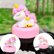 Resim Ayarlanabilir Unicorn Bisiklet Çanı - Paslanmaz Çelik Klasik Stil, Hızlı Kurulum, Bisikletler için Güvenlik Çanları, Beyaz ve Pembe Altın Çan Detayları ile, Unicorn Süslemeleri 