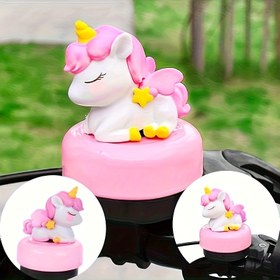 Resim Ayarlanabilir Unicorn Bisiklet Çanı - Paslanmaz Çelik Klasik Stil, Hızlı Kurulum, Bisikletler için Güvenlik Çanları, Beyaz ve Pembe Altın Çan Detayları ile, Unicorn Süslemeleri 
