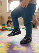 Resim Soylu Yumuşak Nakışlı Gezegenli Erkek Çocuk Pandufu Mavi 