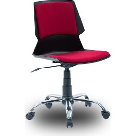 Resim Ofiscombin Ofis Büro Metal Ayaklı Döner Tekerli Ders Çalışma Sandalyesi Bordo Kumaş 00047499882 