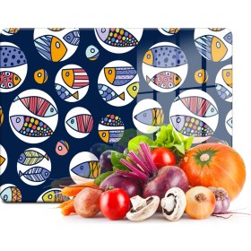 Resim Decovetro Cam Kesme Tahtası Marine Fish Buble 30X40 cm 