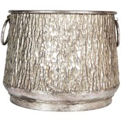 Resim Euroflora HDYEN03849 Kabartma Desenli Metal Kazan Saksı Gümüş Eskitme 32x24,5cm 