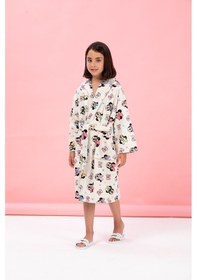 Resim Özdilek Lisanslı Çocuk Bornozu 9/10 Yaş-minnie Mouse Colors Krem Krem 