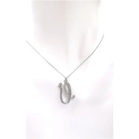 Resim Omar Silver Kadın Büyük Boy Ü Harf Kolye Zirkon Taşlı Gümüş Harfl 