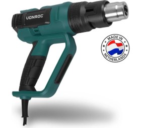 Resim Vonroc Profesyonel Sıcak Hava Tabancası - 2000W - LCD Ekran - 650 ° C - 500L / Dak 