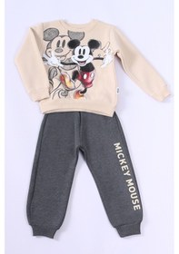 Resim Hçm Erkek Çocuk 3 İplik Eşofman Takımı Mickey Mouse Baskılı Ribanalı E20 Gri 