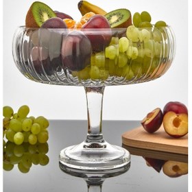 Resim Büyük Boy Ayaklı Cam Salata Ve Meyve Kasesi 