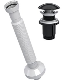 Resim Yapıtaşı Yt655 Seramik Başlıklı Taşmasız Bas Aç Lavabo Gider Sifonu Parlak Siyah 