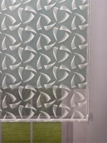 Resim Nova Serisi Üç Yaprak Desenli Çift Mekanizmalı Beyaz Tül Petrol Yeşili Stor Perde Petrol Yeşili 