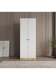 Resim Altay 2 Kapaklı 2 Çekmeceli Giyinme Dolabı Led Askılıklı Tamamı Mdf Safir Meşe 