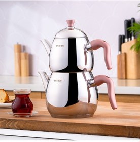 Resim Emsan Duru Mini Çaydanlık Takımı Pembe Çelik 