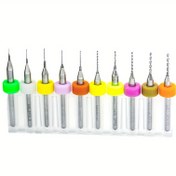 Resim 10 Adet Tungsten Çelik Matkap Ucu Seti, PCB Devre Kartı Hassasiyet 0.1-1.0mm Matkap Uçları, Petek, Reçine ve Ahşap El Sanatları İçin Dayanıklı Büküm Uçları 
