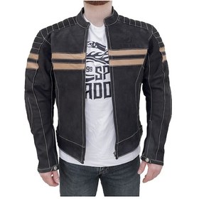 Resim The Biker Jeans Retro Wax Black Korumalı Motosiklet Deri Montu 