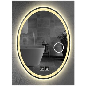 Resim DNR Mirror 80x100 Cm Buğu Yapmayan Dokunmatik Tuşlu Makyaj Aynalı Kumlamalı Günışığı Ledli Elips Banyo Aynası 