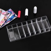 Resim 2 adet Şeffaf Akrilik Kozmetik Düzenleyici Kutular, Güvenli Kapaklı 8 Bölmeli Makyaj Saklama Kabı, Rujlar, Fırçalar, Makyaj Araçları için Taşınabilir Tezgah Üstü & Vanity Organizatörü, Şık Tasarım, Bölümlere Ayırılmış Tasarım 