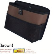 Resim Dashanshop A Brown Pu Deri Araç Kapısı Organizer Çok Amaçlı Araç İçi Askılı Çöp Kutusu 