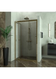 Resim Tekno Duş Bronze Corina Akordiyon Şeffaf Cam Duşakabin Şeffaf 