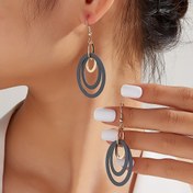 Resim 1 Çift Bohem Şık Katmanlı Geometrik Daire Küpeler - Altın Tonlu Metal & Mat Siyah Vurgular, Günlük Kullanım ve Tatil için Çok Yönlü, Yıl Boyu Kadın Moda Takıları 