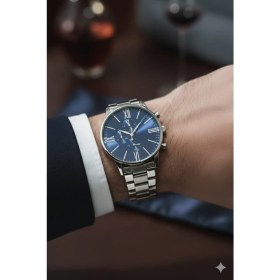 Resim Spectrum Premium Çelik Kordon Gümüş Renk Lacivert Kadran Erkek Kol Saati Saat Kutusu Hediyeli 