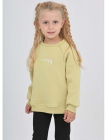 Resim Toontoy Kids Toontoy Kız Çocuk Nakışlı Bisiklet Yaka Reglan Kol Sweatshırt 24909 Açık Yeşil 
