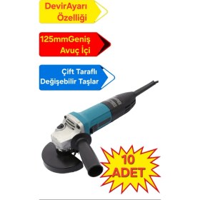 Resim 10'lu Set - 125MM 11000 Devir Toz Korumalı Avuç Taşlama (Mavi) PH027 