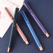 Resim 1 adet Ekstra İnce Uçlu Dolma Kalem 0.28mm, Tıklamalı Kapaklı Metal Hafif Yazma Kalemi, Okul, Ofis ve Kaligrafi için Mürekkep Dönüştürücü Dahil - Mürekkep Kartuşu Dahil Değil 