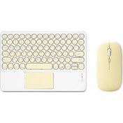 Resim Xindoker Kablosuz Bluetooth 3.0 Klavye Ve Fare Seti - Ergonomik Tasarım, 10m Aktarım Mesafesi, İos/android/windows Uyumlu, Sarı Renk Diğer 