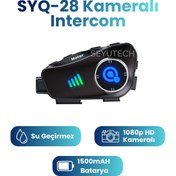Resim SEYUTECH SYQ-28 Kameralı Bluetoothlu Motosiklet Kask Kulaklık Intercom RGB Işıklı Motorsiklet Interkom 