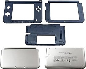 Resim Özel 3DSXL Konut Kılıf Kabukları Gümüş Gri 5 ADET Set Değiştirme, Nintendo 3DS XL/LL 3DSLL El Oyun Konsolu ile Uyumlu, Yeni Ekstra Dış Muhafaza Üst ve Arka Kapak Plakaları 