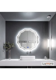 Resim Envara Beyaz Led'li Lazer Kumlamalı Lavabo & Banyo Aynası Dokunmatik Sensörlü 70 X 70 