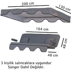 Resim 3 Kişilik Lüks Salıncak Kılıf Seti Süngersiz Panama Gri 