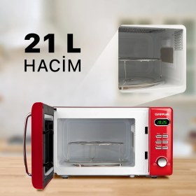 Resim Mikrodalga Fırın 20L Retro Kırmızı Dijital Göstergeli Izgara Opsiyonlu 