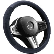 Resim Oto Geçme Direksiyon Kılıfı Karbon Desenli Suni Deri Siyah Renk Teq-010bk/bk 