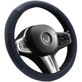 Resim Oto Geçme Direksiyon Kılıfı Karbon Desenli Suni Deri Siyah Renk Teq-010bk/bk 