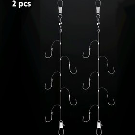 Resim Her birinde 5 kancalı 2 adet Paslanmaz Çelik Anti-Tangle Balıkçılık Kancası Seti - El Kamışları, Deniz Kamışı, Sal Kemerleri için Dayanıklı, Hafif & Taşınabilir - Tatlısu ve Tuzlu Su Balıkçılığı Tutkunları İçin İdeal, Olta Avı Temel Gereçleri, Kolay Saklama Tasarımı, Düzenli Kanca Kurulumu, Sağlam Kanca Yapısı, Dayanıklı Hat Malzemesi 