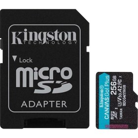 Resim Kingston Sdcg4-256gb 256gb Microsdxc Canvas Go Plus Gen4 200mb-s A2 U3 V30 Card + Adp Hafıza Kartı 