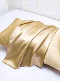 Resim Antibakteriyel Terletmeyen İpek Saten Yastık Kılıfı 2'li 50x70 Altın Sarı Diğer 