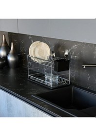 Resim Hagenömür Boyu Paslanmaz Iki Katlı Tabaklık Bulaşıklık 50 Cm Gri 