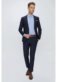 Resim Efor Slim Fit Klasik Mono Yaka Klasik Lacivert Takım Elbise Tk 2021 Lacivert 