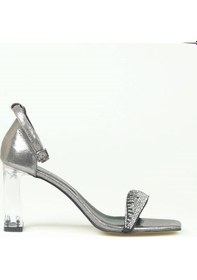 Resim Taşlı Tek Bant Topuklu Ayakkabı Platin-4171 Platin 